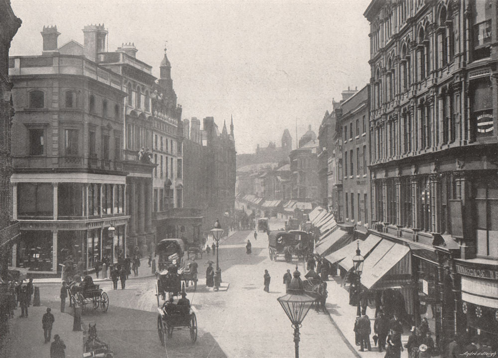 BIRMINGHAM. New Street. Busy scene. Many carriages 1900 old antique print